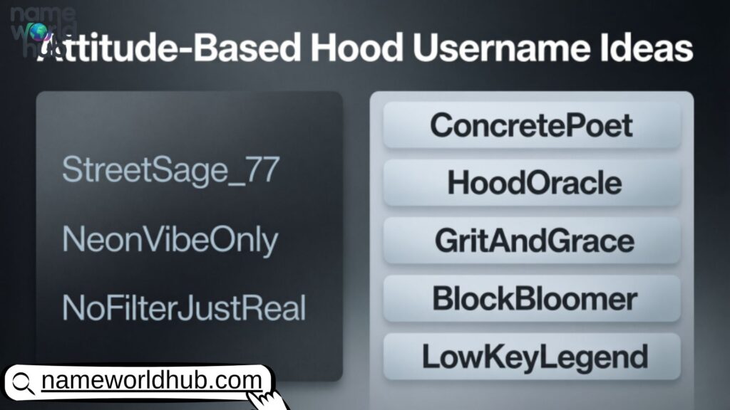Attitude-Based Hood Username Ideas