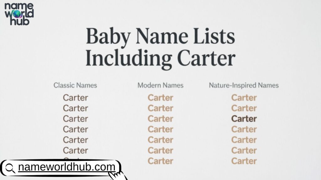 Baby Name Lists Including Carter