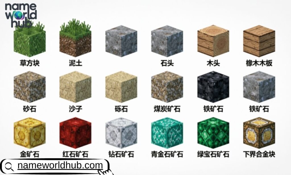 Blocks in Minecraft Names