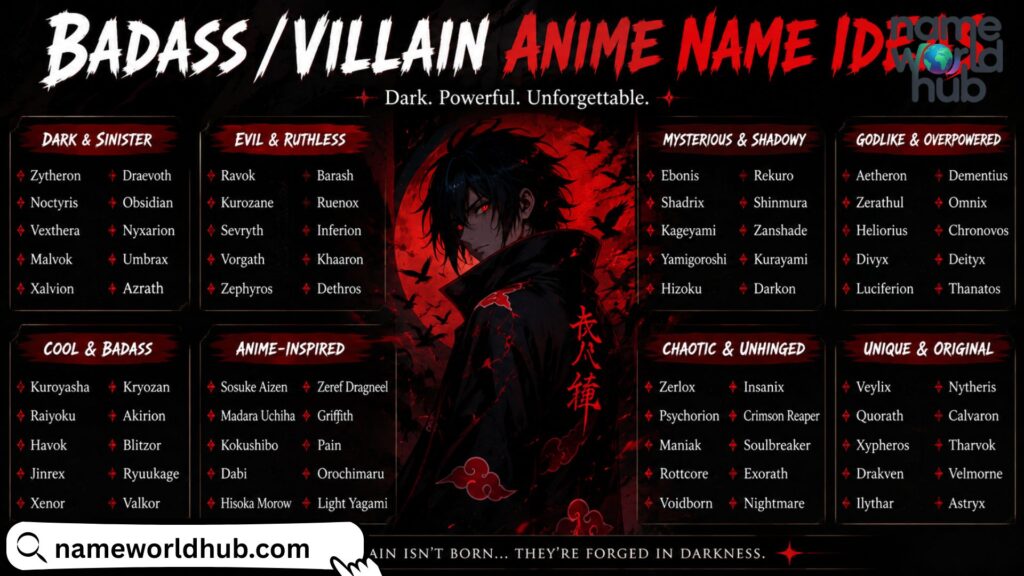BadassVillain Anime Name Ideas