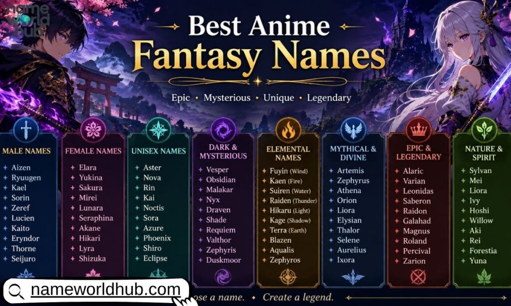 Best Anime Fantasy Names