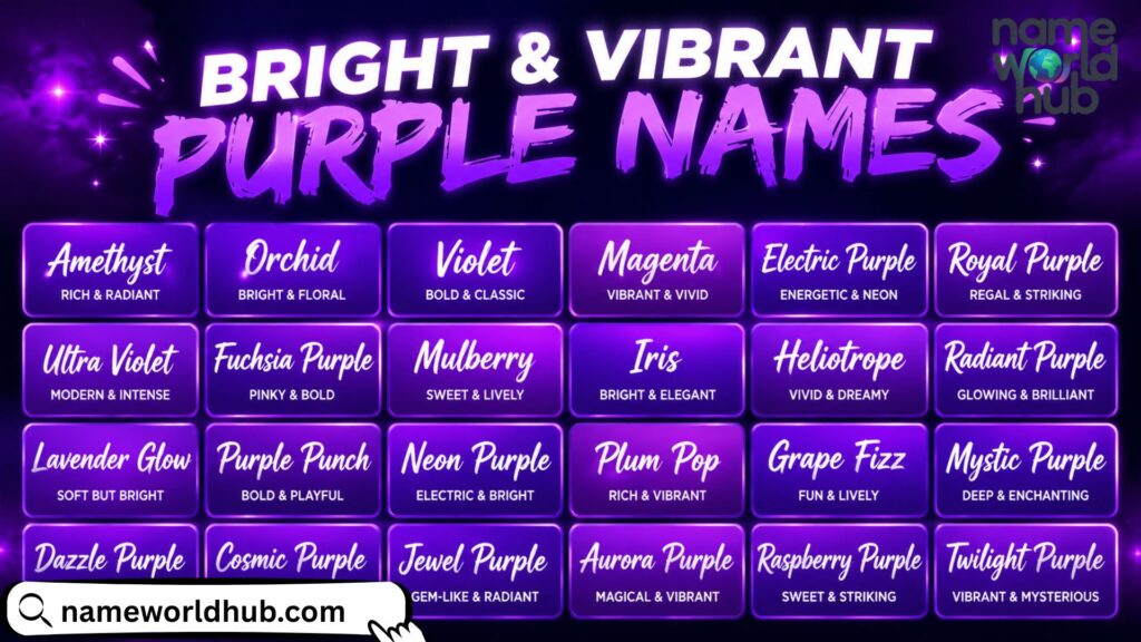 Bright & Vibrant Purple Names