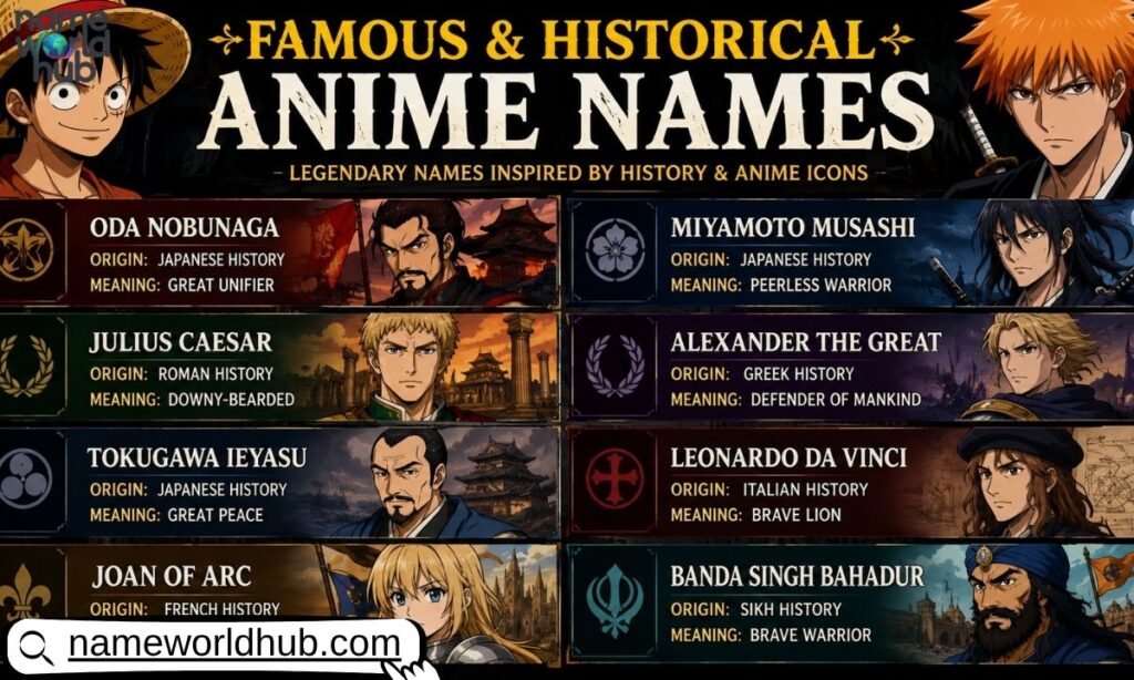 Famous & Historical Anime Names