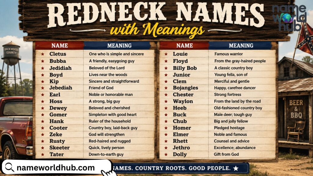 Redneck Names with Meanings