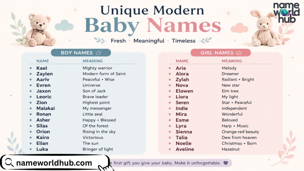 Unique Modern Baby Names